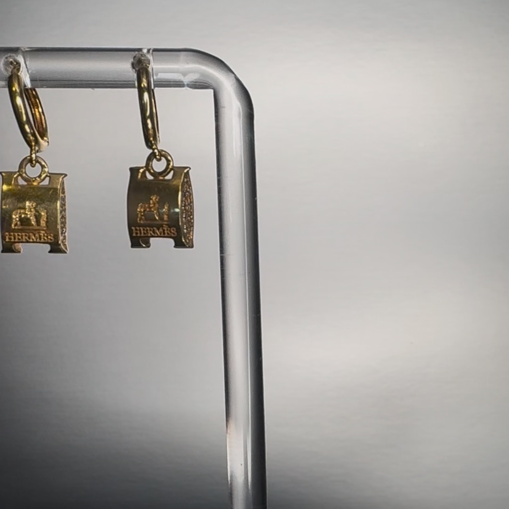 Hermes Gold Barrel Earrings